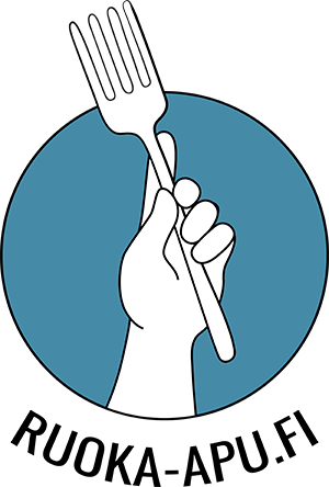 Ruoka-apu.fi -logo, med en hand som håller en gaffel
